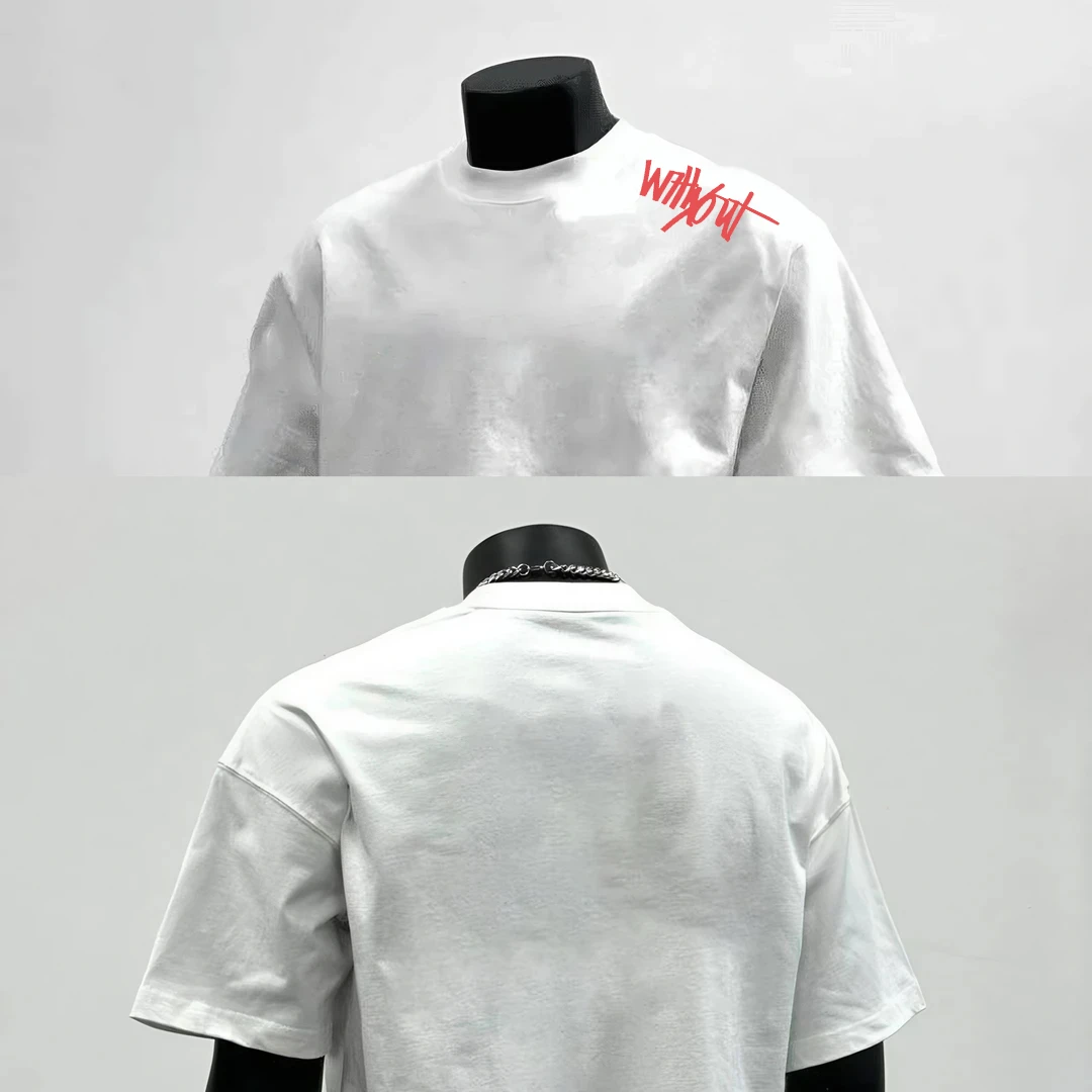 【重磅纯棉】白色不透短袖t恤男女美式潮牌情侣半袖潮流休闲上衣