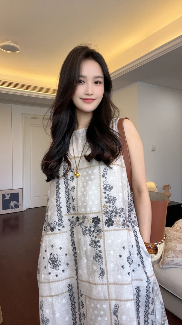 米儿「法老园艺」极简轻奢亚麻连衣裙