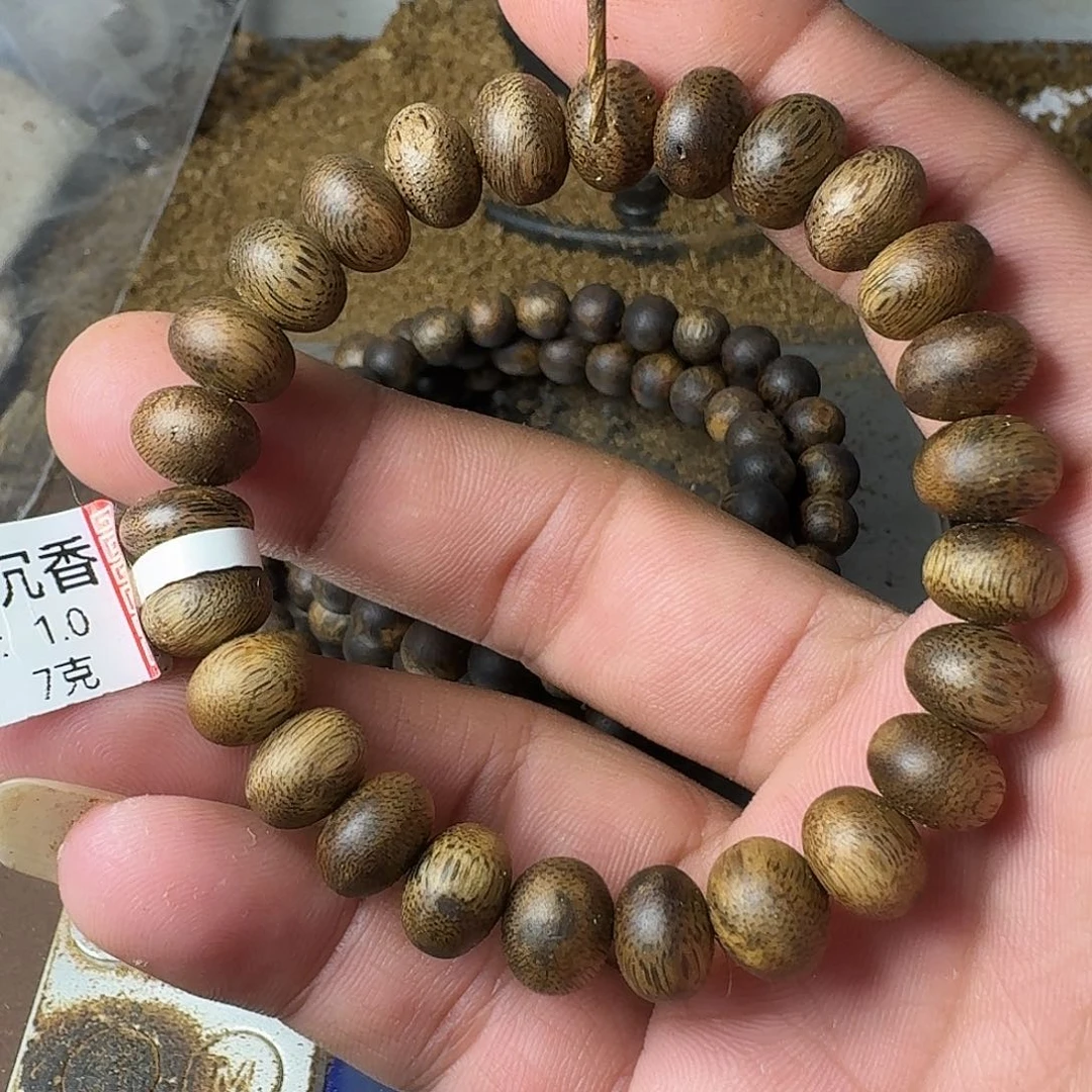 沉香手串绿奇楠沉香卡1.0规格单圈算盘珠7克