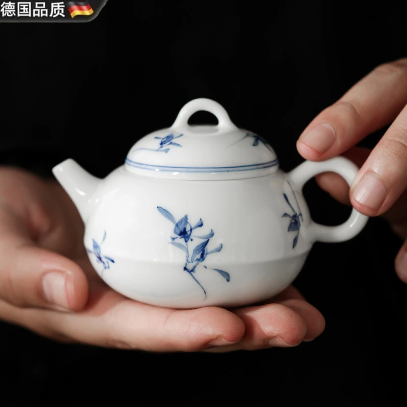 手绘蝴蝶兰花小茶壶泡茶中式家用陶瓷冲茶器一人单壶过滤茶杯套装