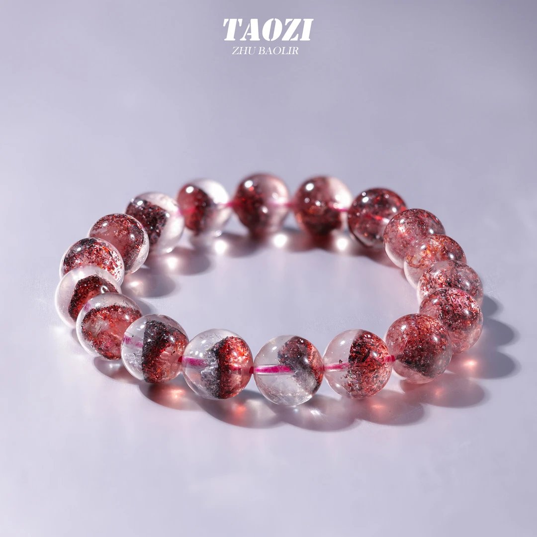 【桃总推荐】金草莓超七11mm圆珠手串@@ZY41201015