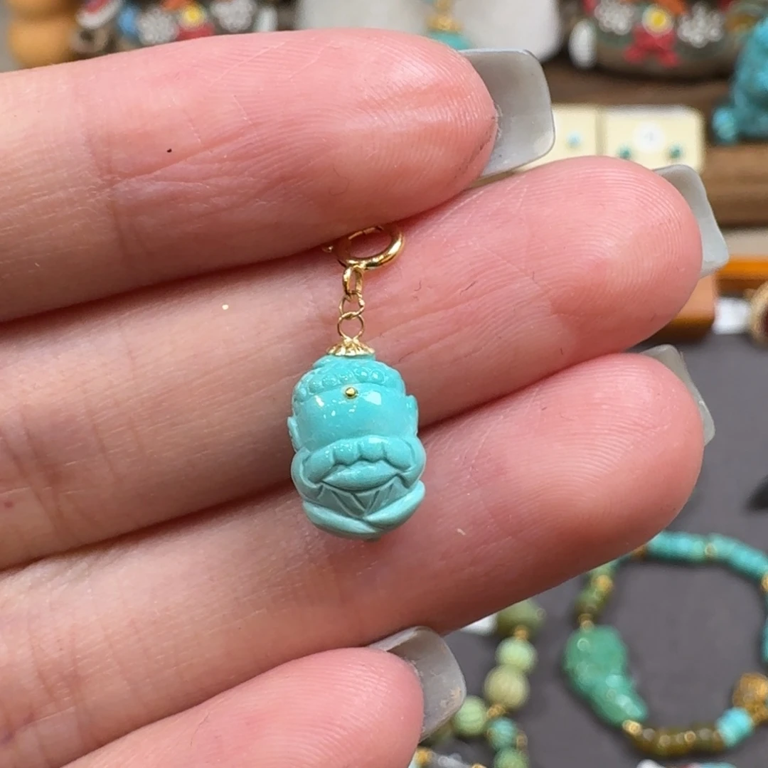 绿松石18K金镶嵌勿说佛小滴流