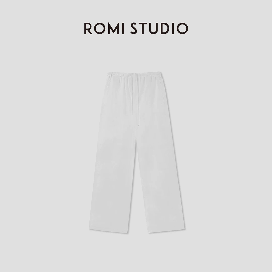 ROMI STUDIO“清新自在”经典全棉松紧腰系带直筒休闲裤RW24WXH1214