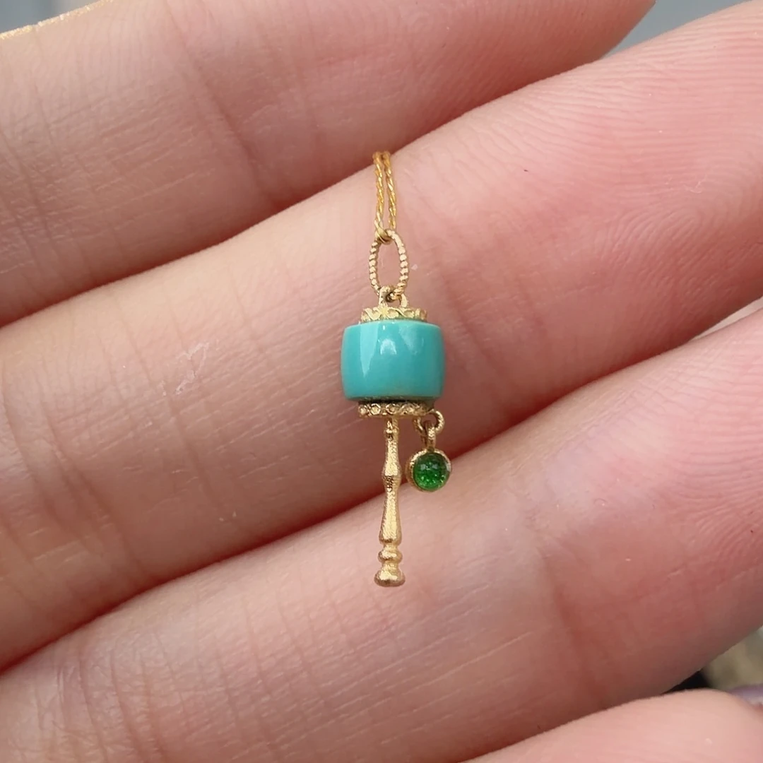 绿松石18K金镶嵌珠宝奇石