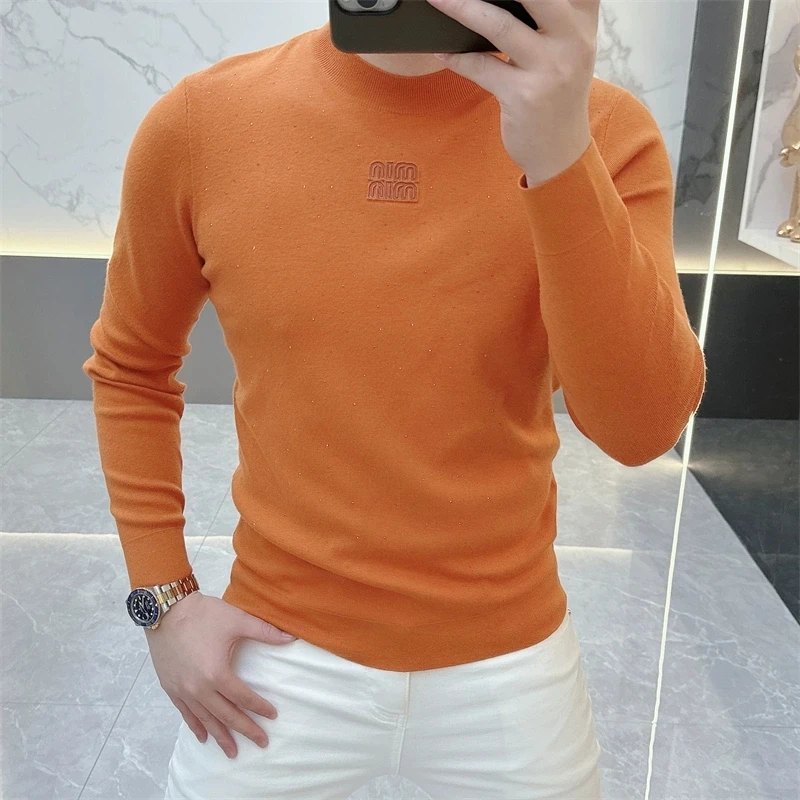 男士毛衣秋冬新款高品质轻奢时尚修身百搭圆领针织打底衫毛衣5067