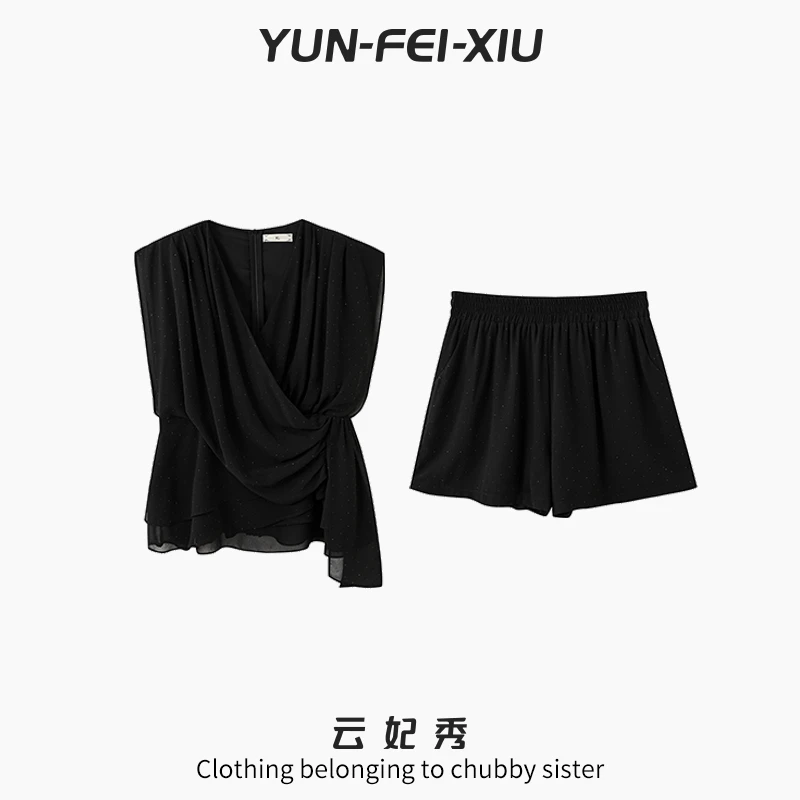云妃秀大码女装套装休闲胖妹妹宽松显瘦上衣裙子两件套夏5177AB