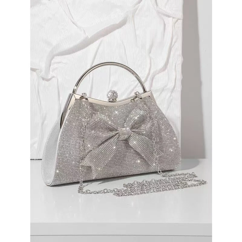 （燕子宠粉福利）欧美闪亮镶钻新款晚宴包时尚水钻蝴蝶结新娘礼服宴