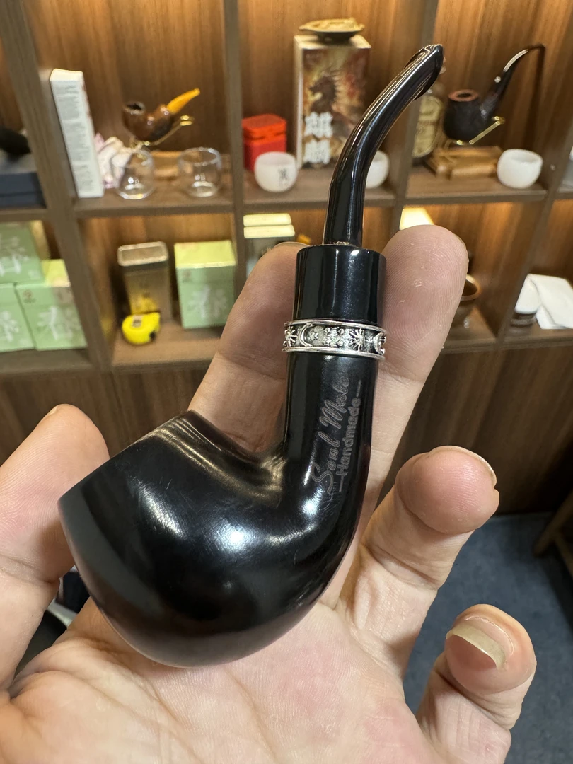 意大利精品高端小钢炮黑礼服福尔摩斯弯石楠木手工