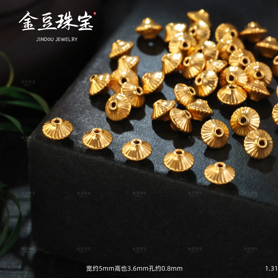 【金豆工厂】18K金5mm飞碟隔珠隔片文玩手串项链配饰（厚5D金）F