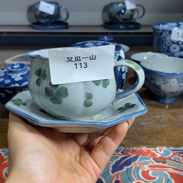 景德镇手绘四叶草小清新咖啡杯套装