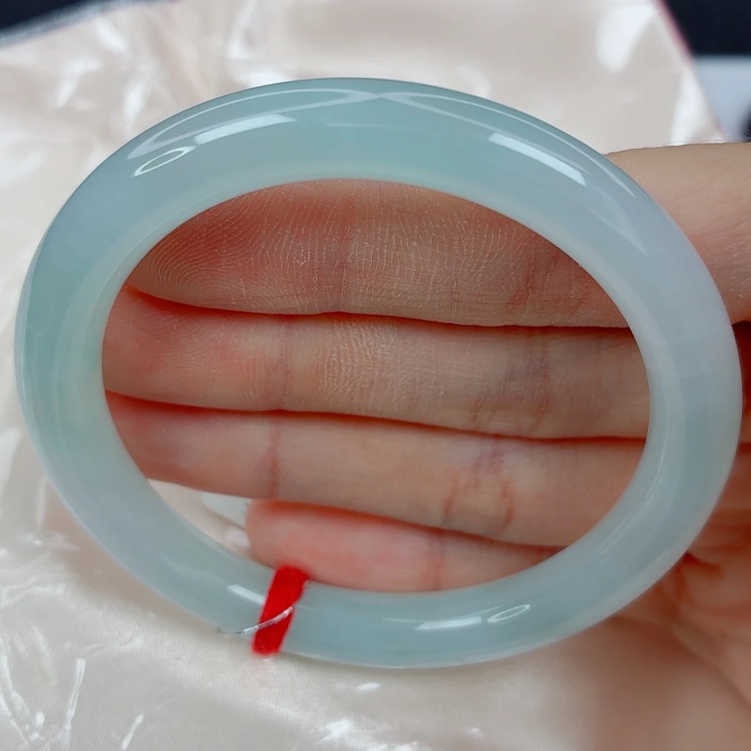 翡翠未镶嵌手镯53.5小圆条，冰晴水，强推，细纹，25