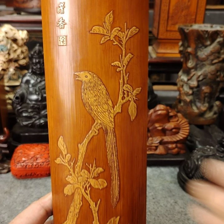 益***茶竹竹雕留青精品笔阁