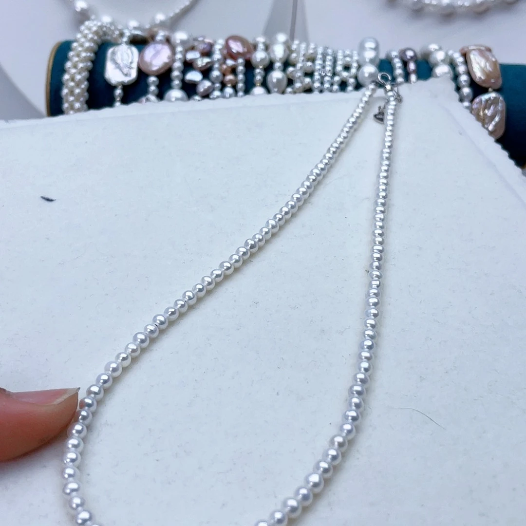 颈饰银S925镶嵌淡水珍珠
