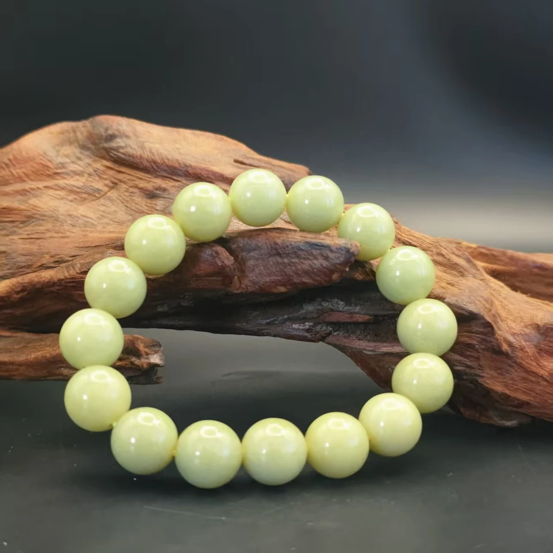 和田玉黄口圆珠手串（卡12）3414