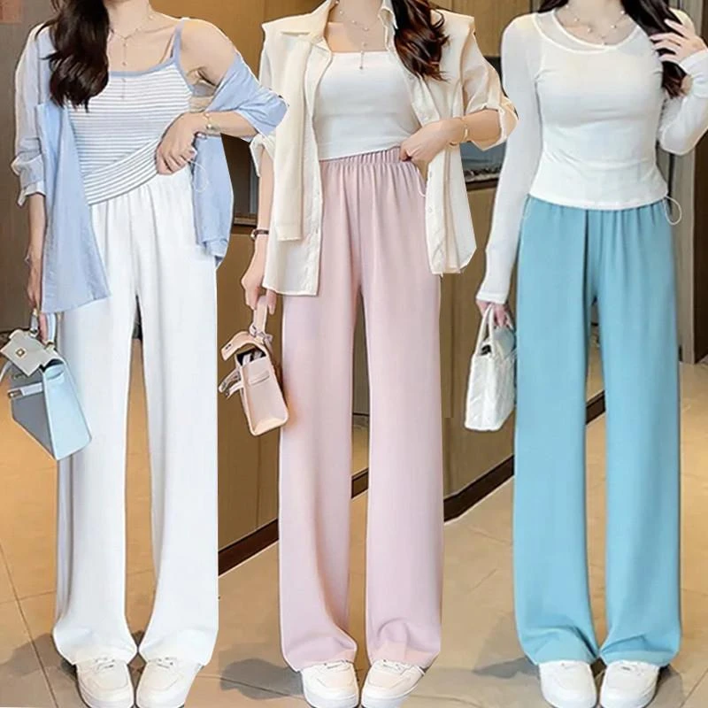 孕妇侧抽绳2025夏季垂感阔腿显瘦高腰窄版百搭薄款西装直筒拖地裤