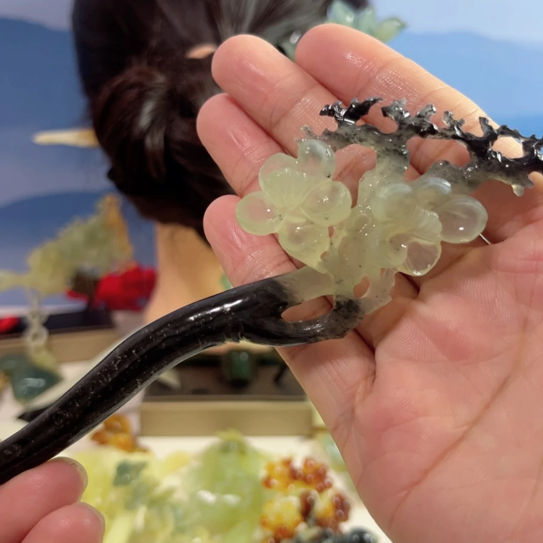 蛇纹石玉合金发饰