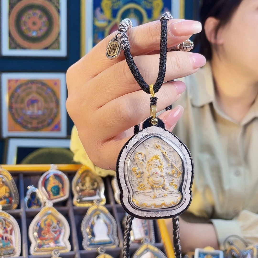 泥塑手工擦擦大黑天亚克力外壳有绳