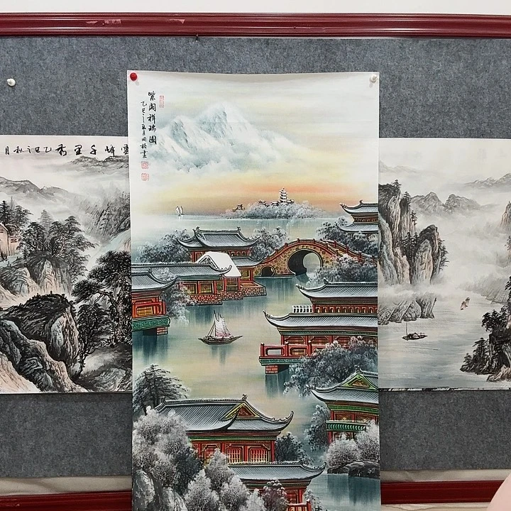 国画手绘国画紫阁祥瑞图