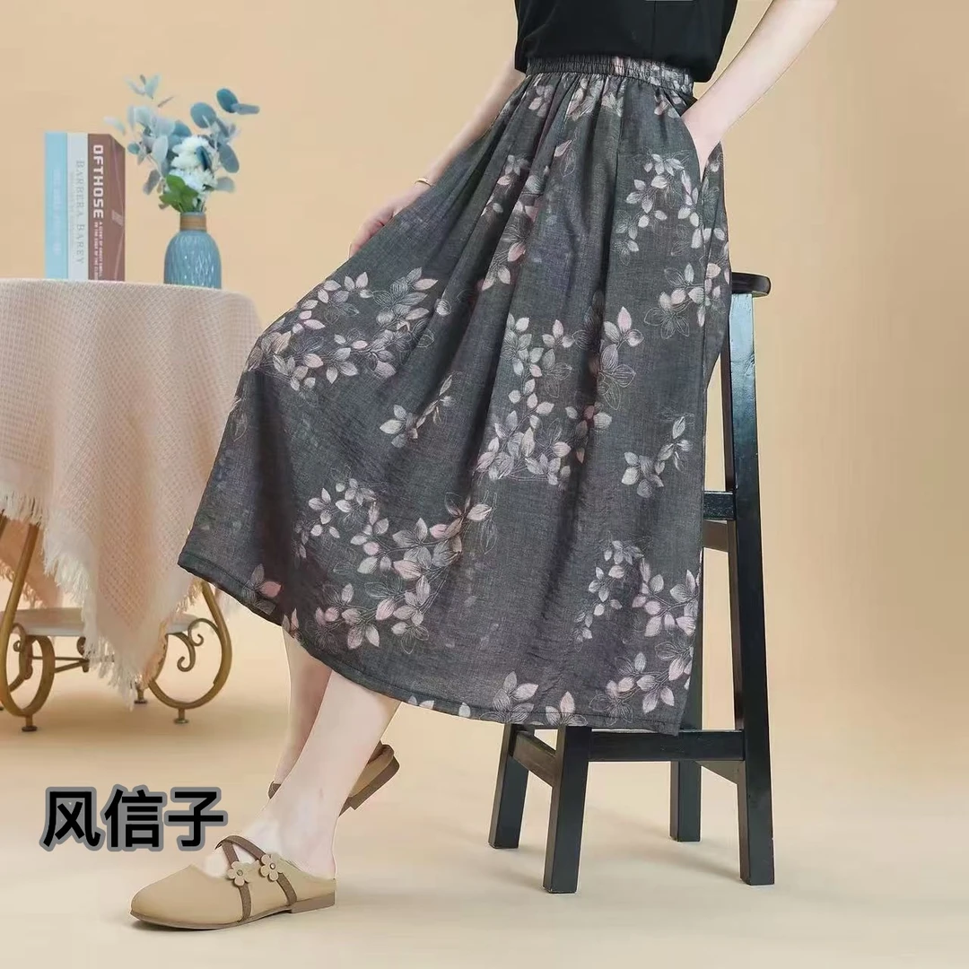 2025夏季新款百搭中高腰复古松紧腰显瘦花色半身裙碎花裙子