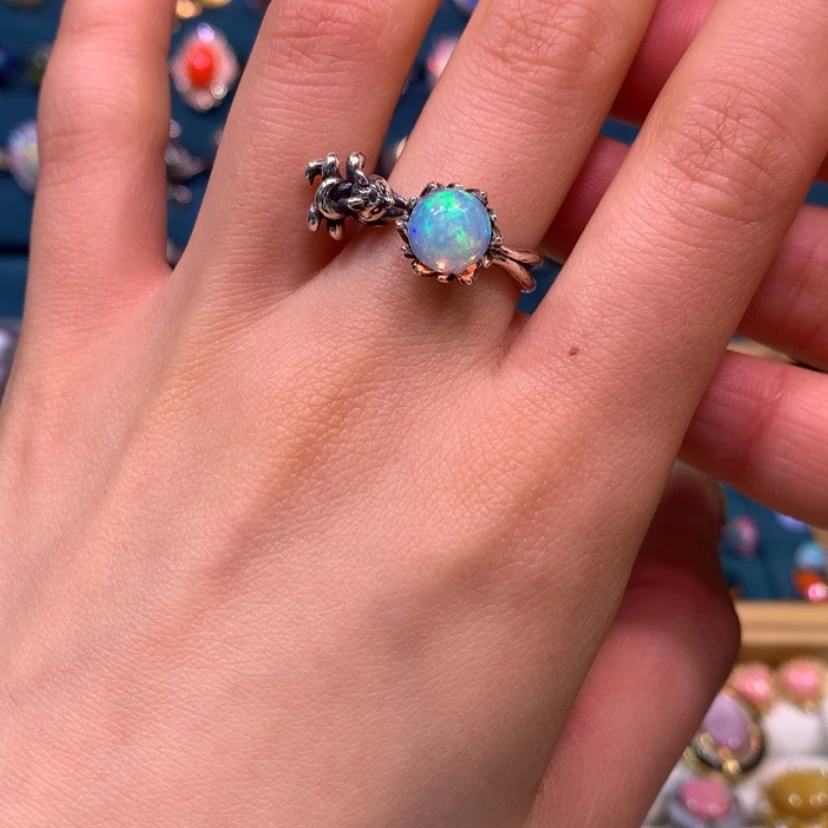 【闪购商品】欧泊戒指裸石定制不退不换银S925镶嵌