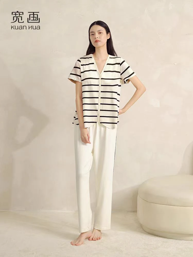 宽画闲暇时光系列半袖长裤家居服套装96870