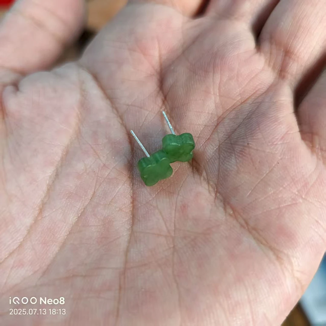 【德巧家】和田玉四叶草耳饰