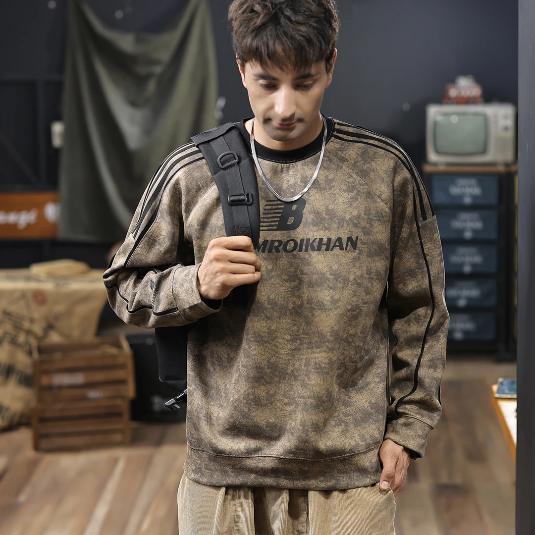 MR.MUDI/穆迪先生重磅美式加绒加厚麂皮绒卫衣男秋季潮流长袖外套