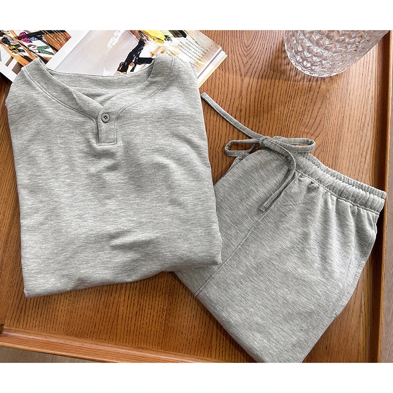 GB-爱【永恒】春季新款爆款休闲小Y领男士长袖套装1027DFJ