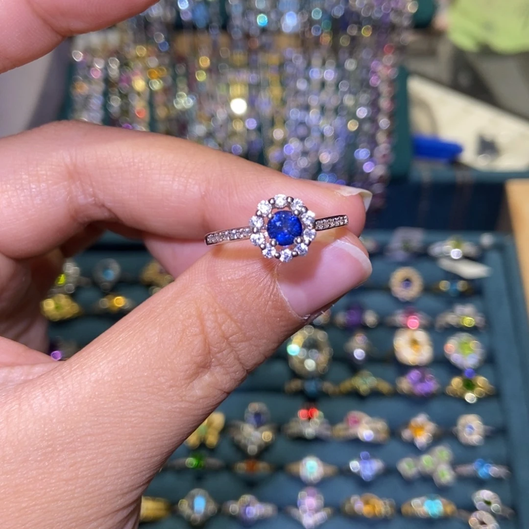 戒指银S925镶嵌蓝宝石