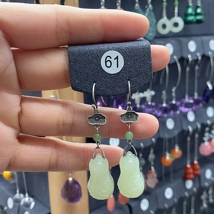 和田玉银S925镶嵌耳饰T****弟