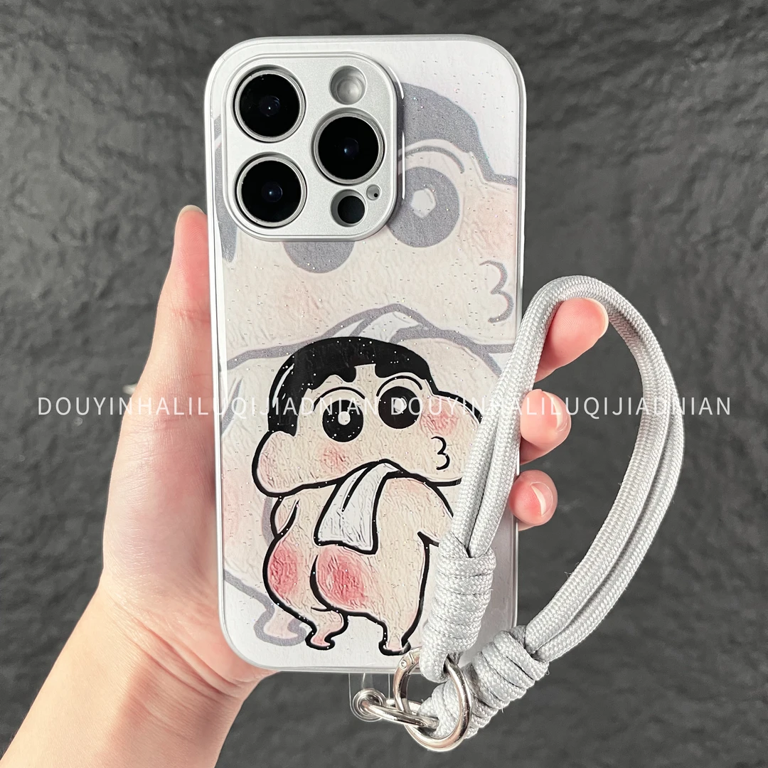 蜡笔小新水凝壳适用iphone苹果16华为OPPO小米vivo新款卡通手机壳