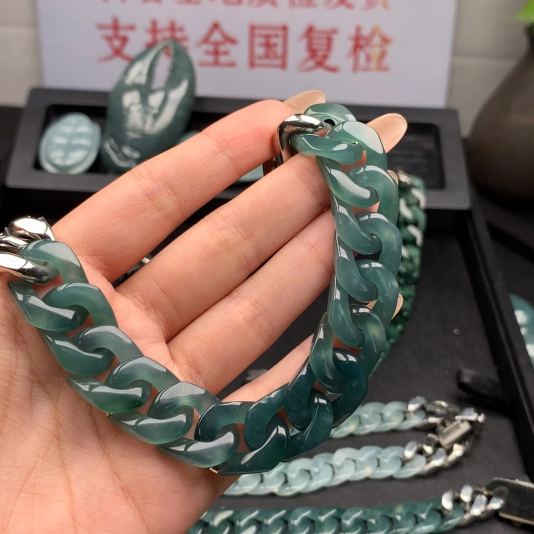 无***源翡翠未镶嵌手链000092