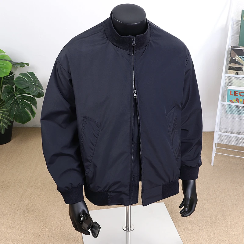 双拉链外套男士秋季2025新款休闲宽松立领上衣服春秋飞行教练夹克