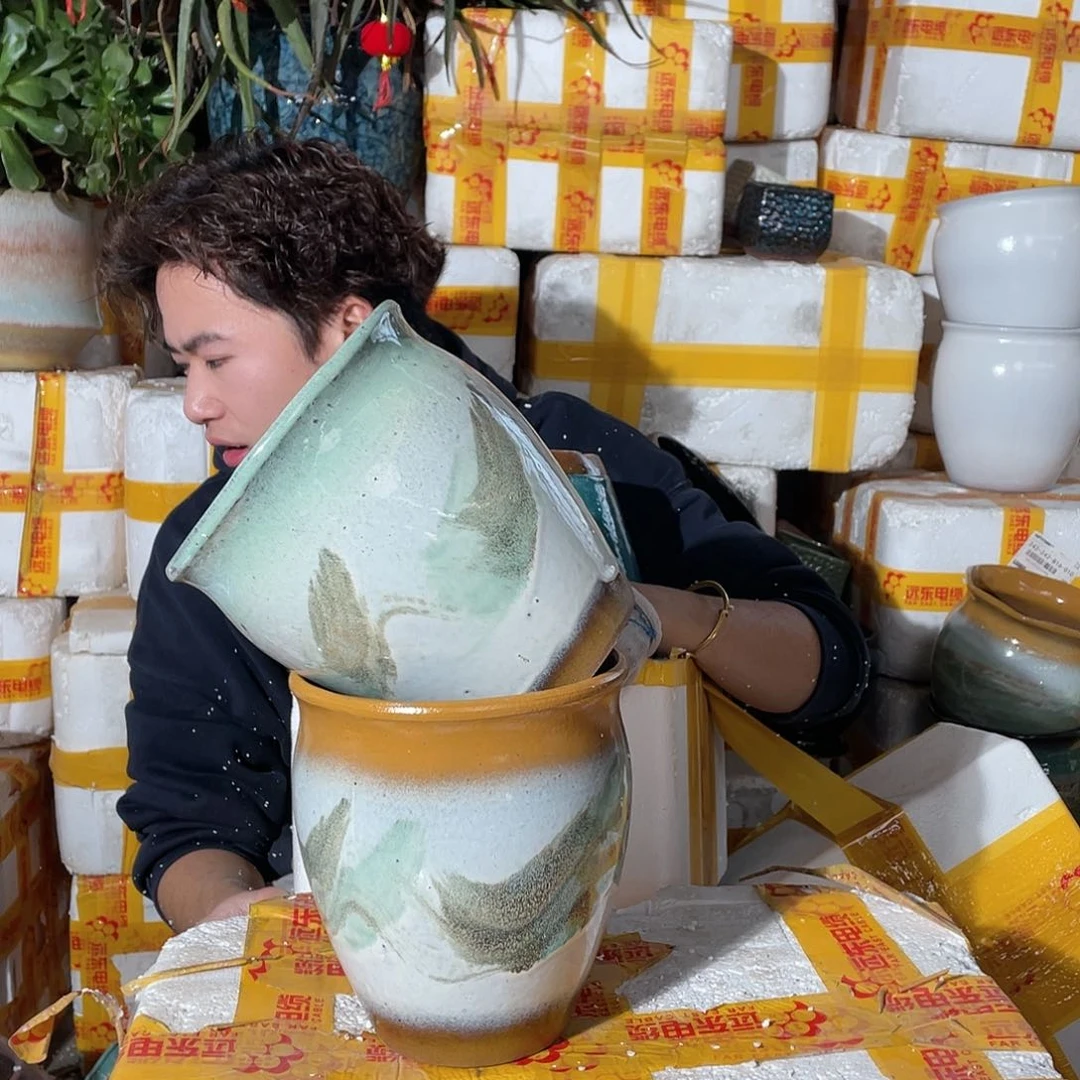 无铅玻璃宜兴紫砂花盆