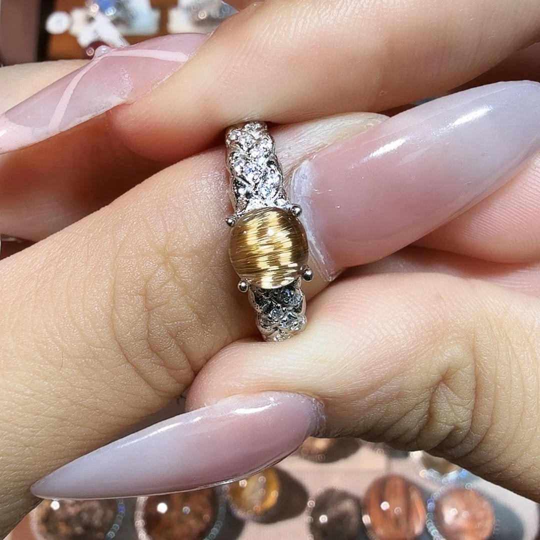 月***榽银S925镶嵌戒指水晶