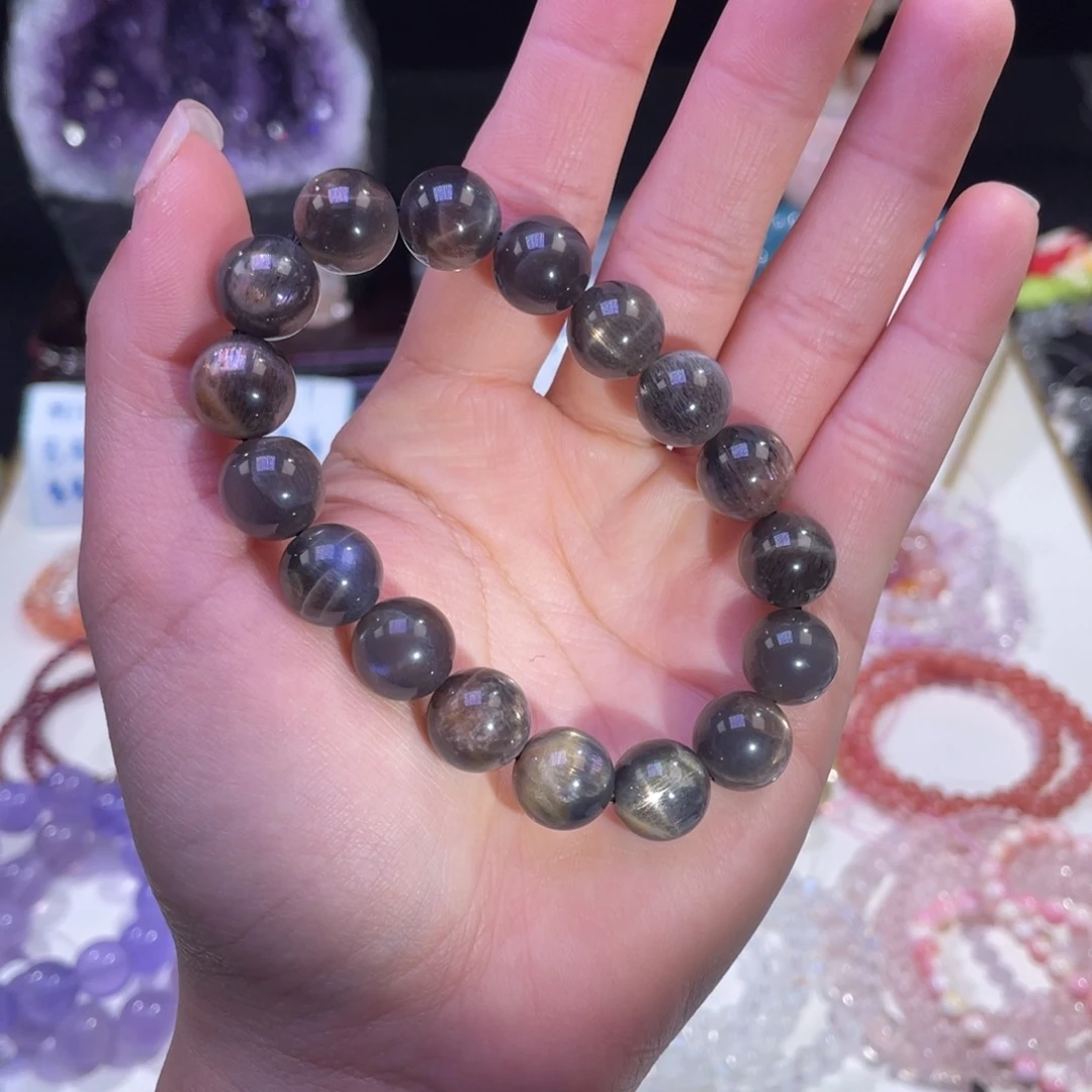 未镶嵌手链水晶强光黑骨干'11mm