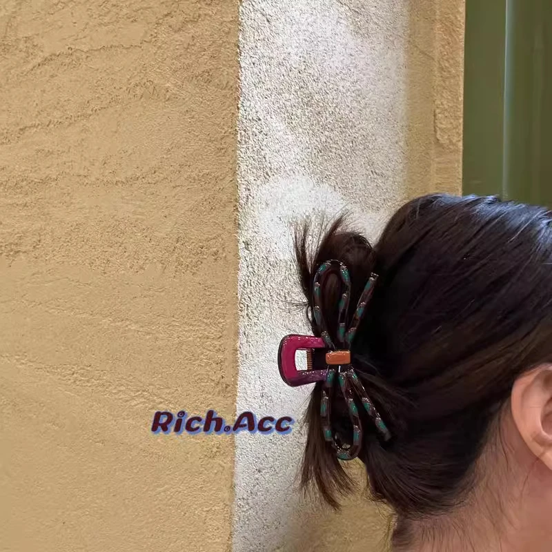 韩国高颜值波点鲨鱼夹时尚百搭蝴蝶结发夹头饰发夹后脑勺发饰抓夹