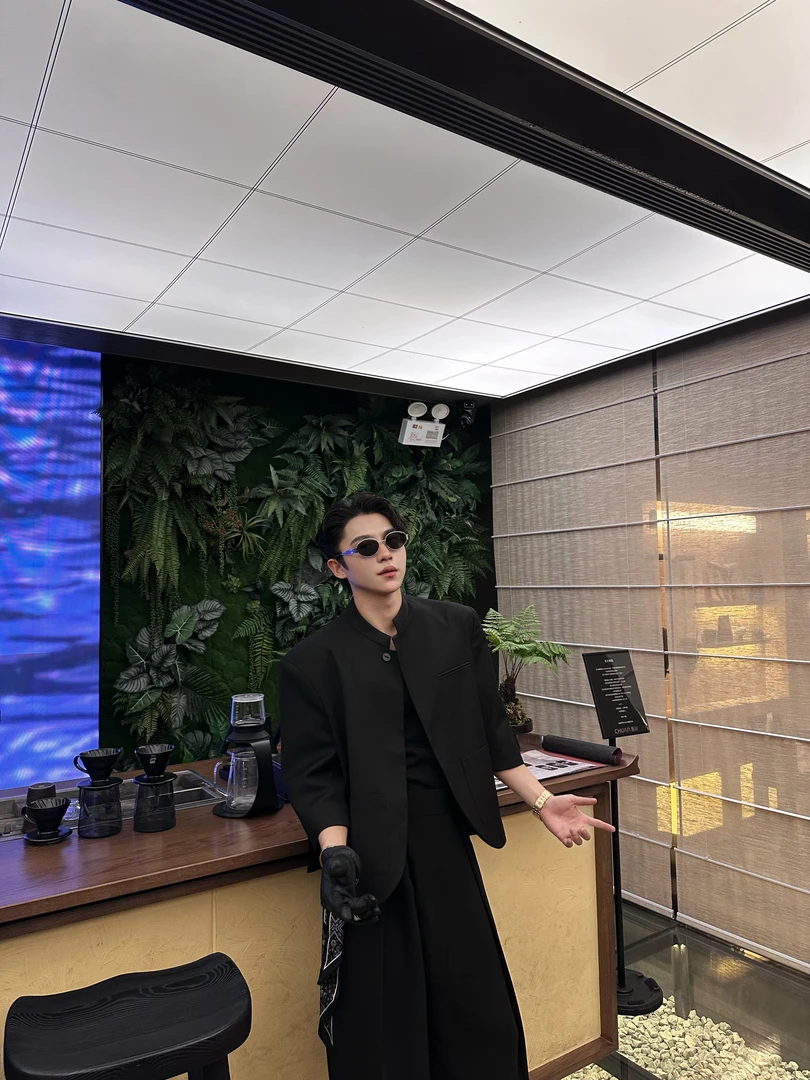 【FANG BH】男士allblack新中式国风七分袖时尚调性西装夹克外套