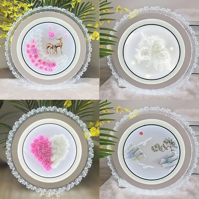 中山新款吸顶灯高端爱心卧室主卧灯护眼节能语音圆形玫瑰房间灯