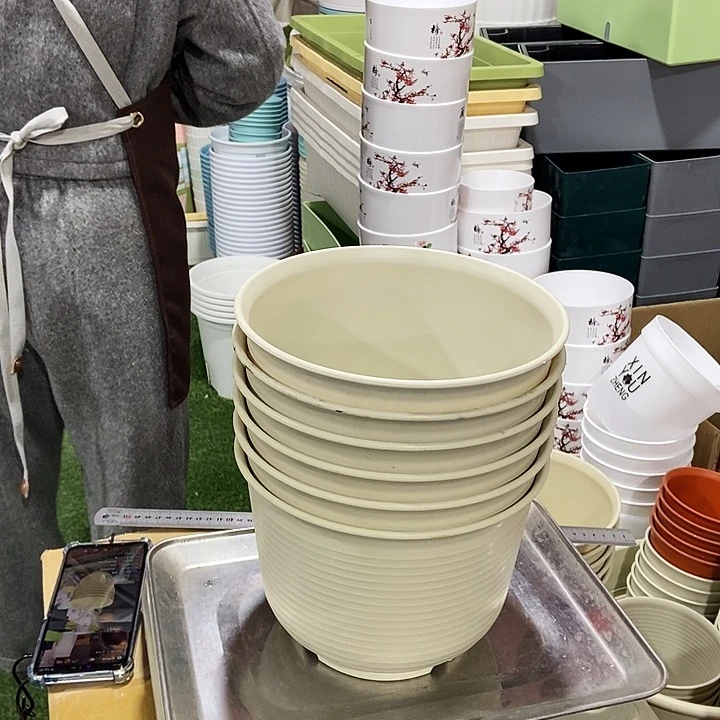 塑料矮陶口21高15米色无拖6个