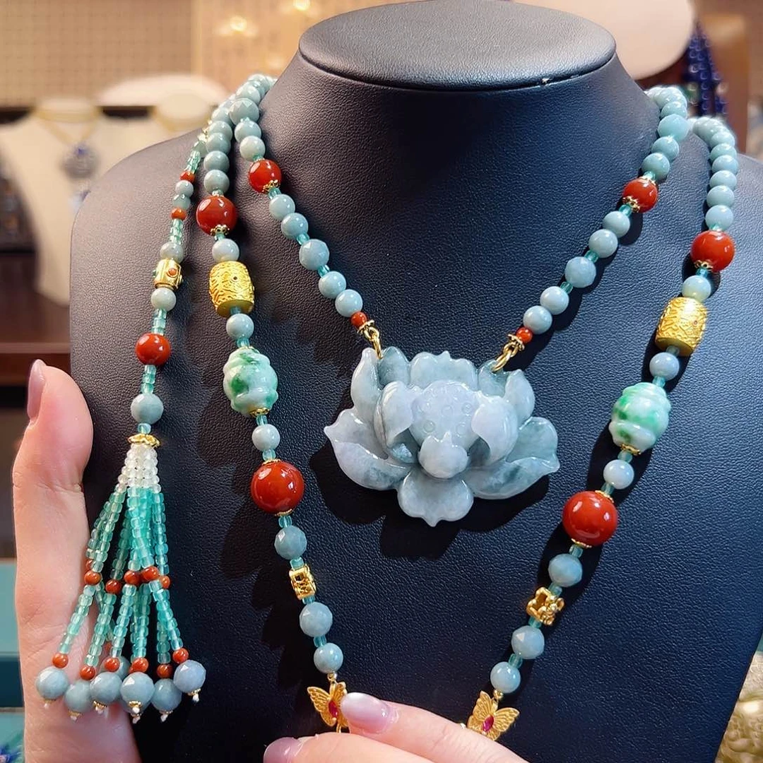 翡翠银S925镶嵌项链项链