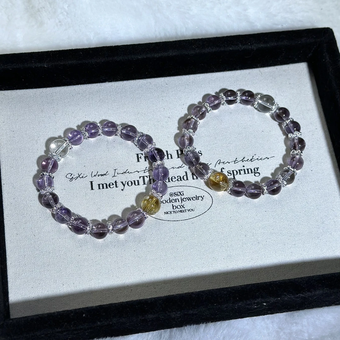 紫水晶手串+黄塔晶单珠手串 8.5mm