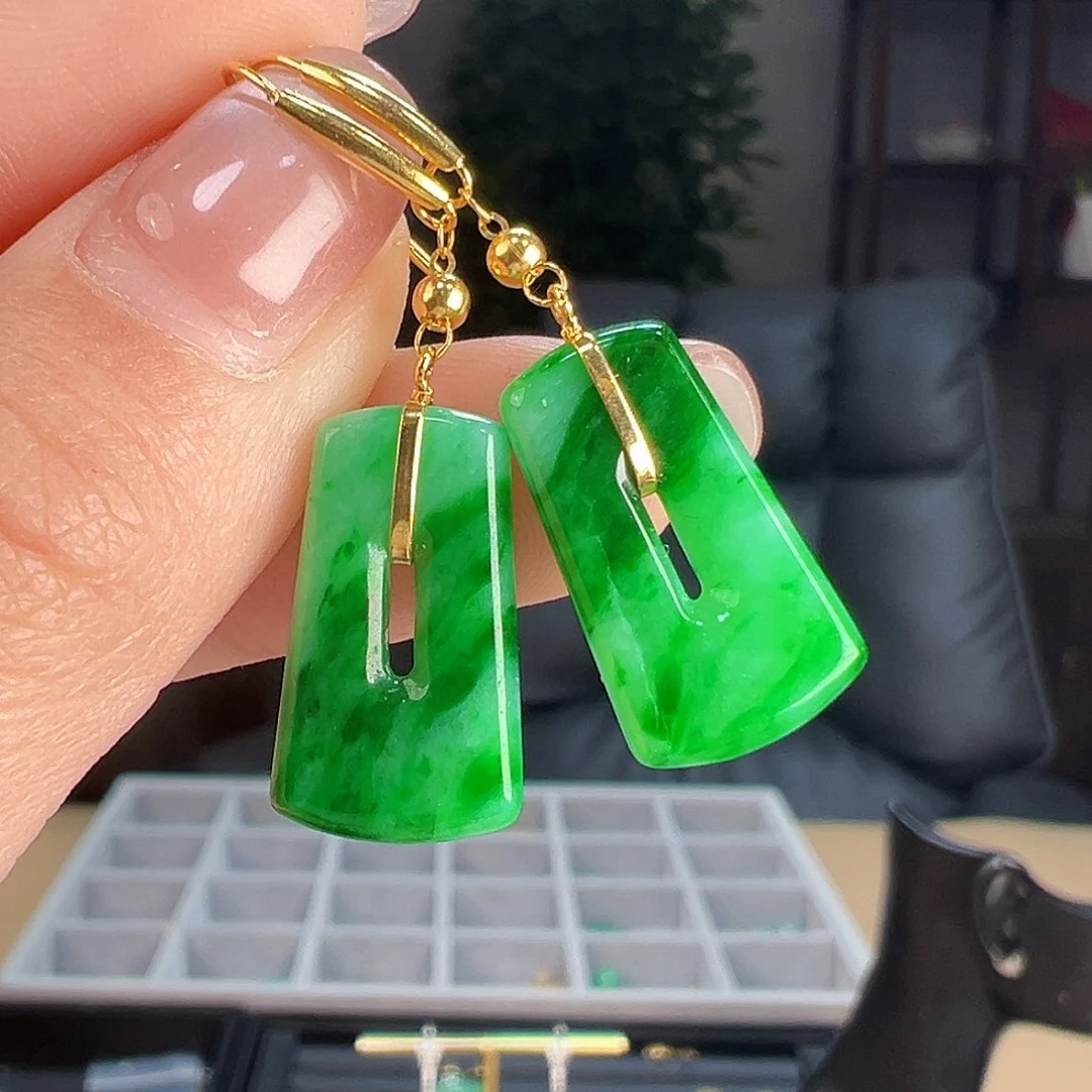 翡翠耳饰18K金镶嵌耳环47