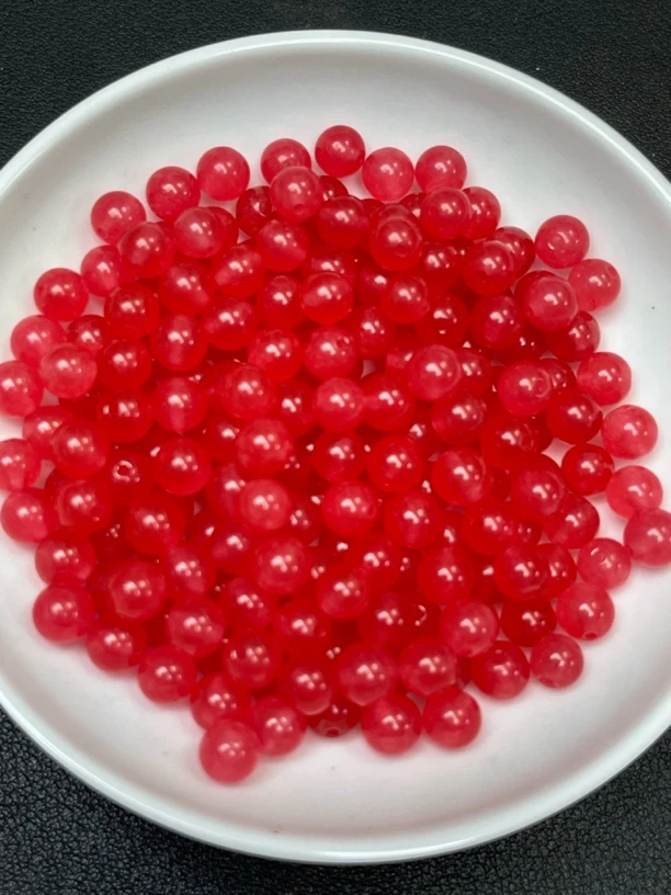 天然珠宝玉石 散珠南红樱桃红Q465   8MM 30颗（赠弹力绳）