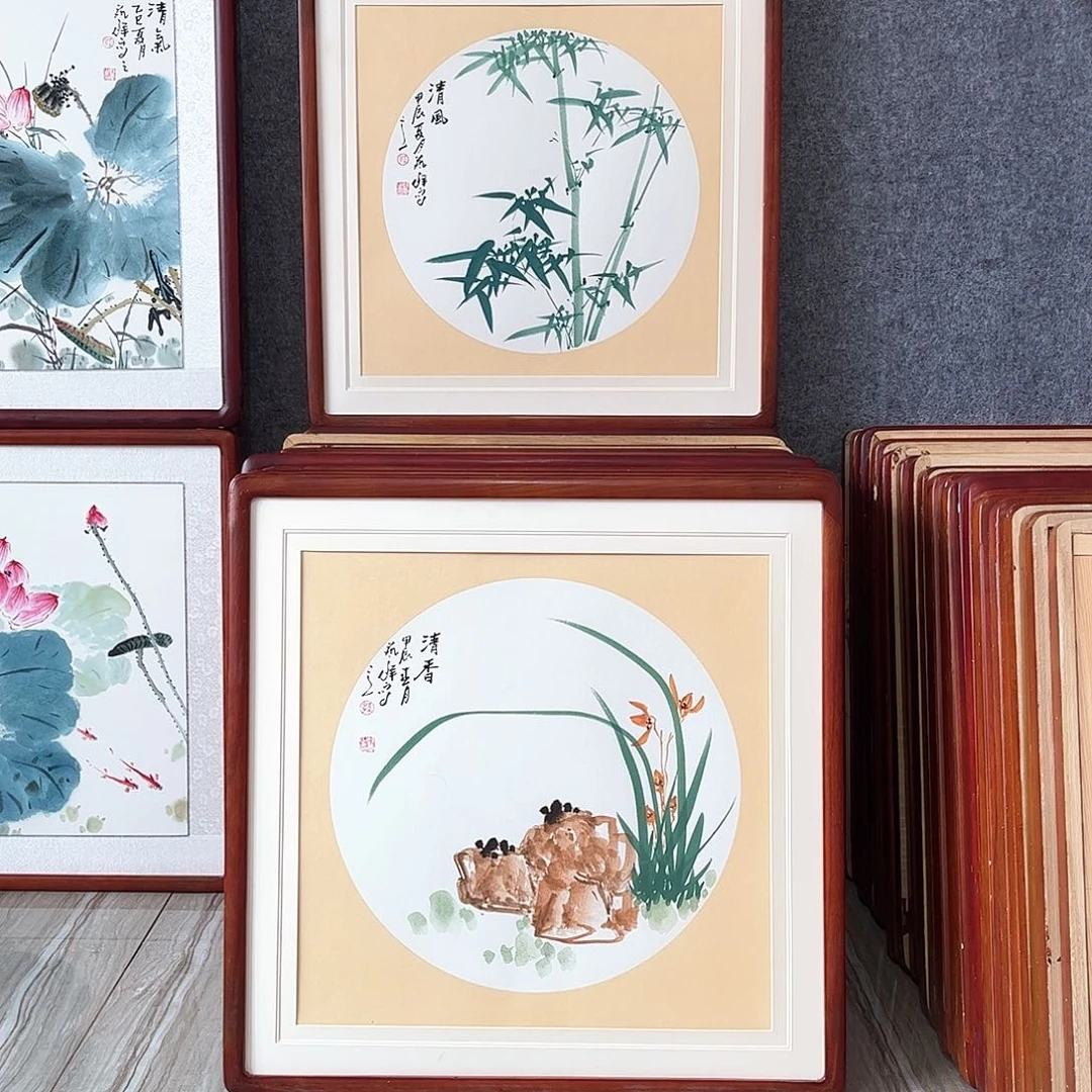 国画书画作品带框63×63