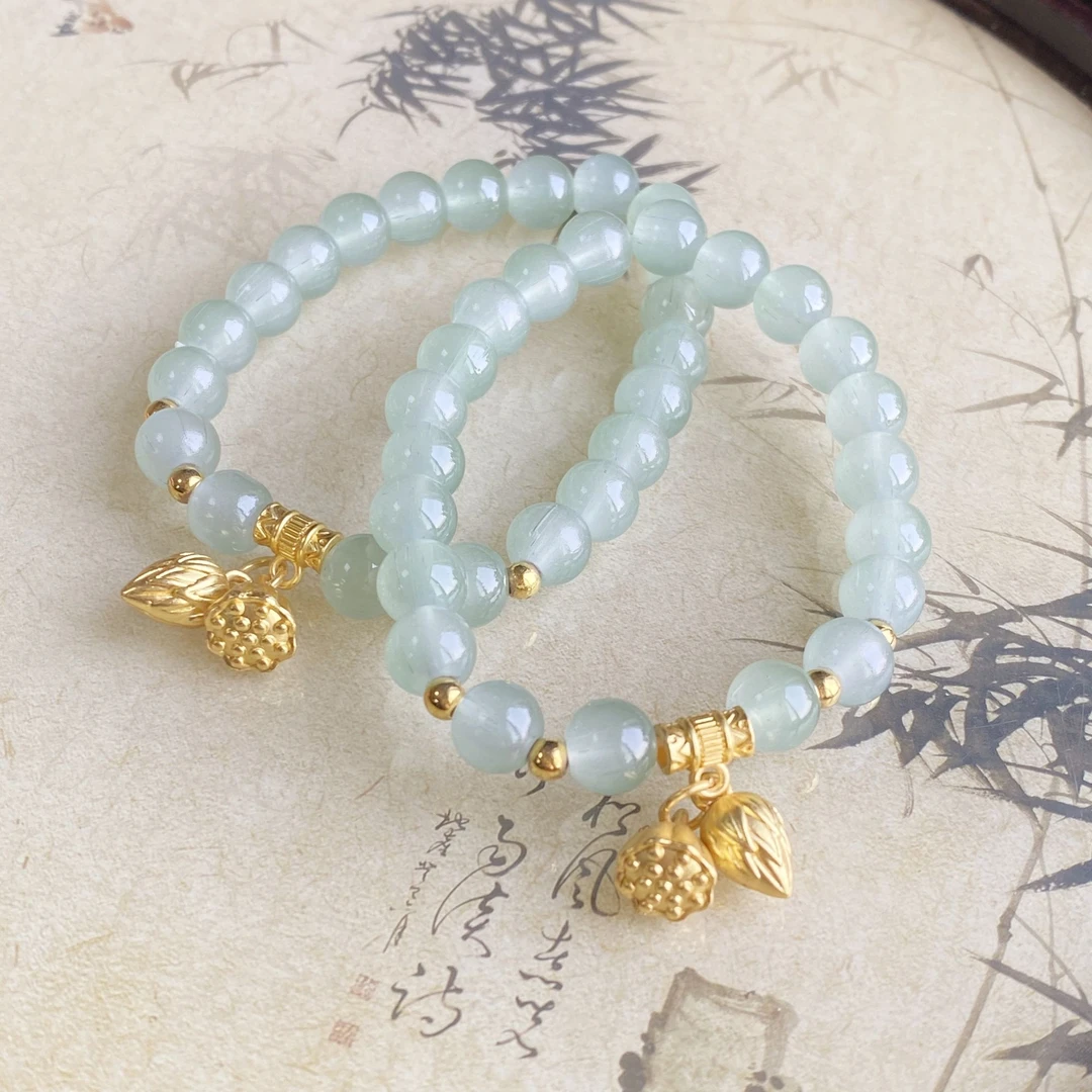 【新款】天然琉璃非金属木质*果绿莲蓬两世欢手串*多样性发其一