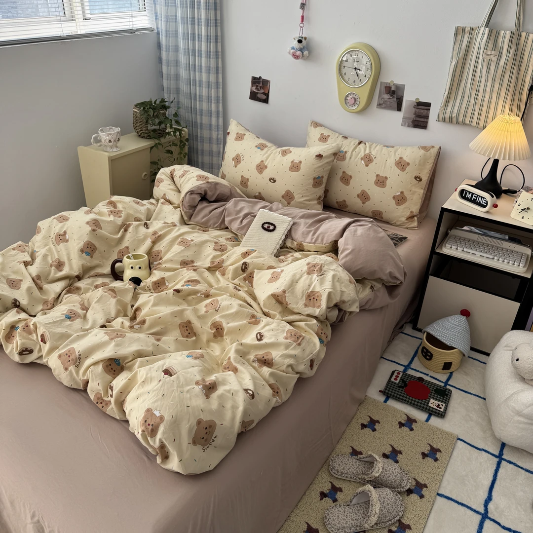 巨柔软-小清新可爱少女软呼呼印花款四件套学生宿舍三件套被套