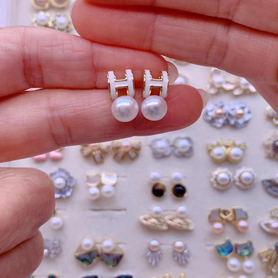 合金淡水珍珠耳饰