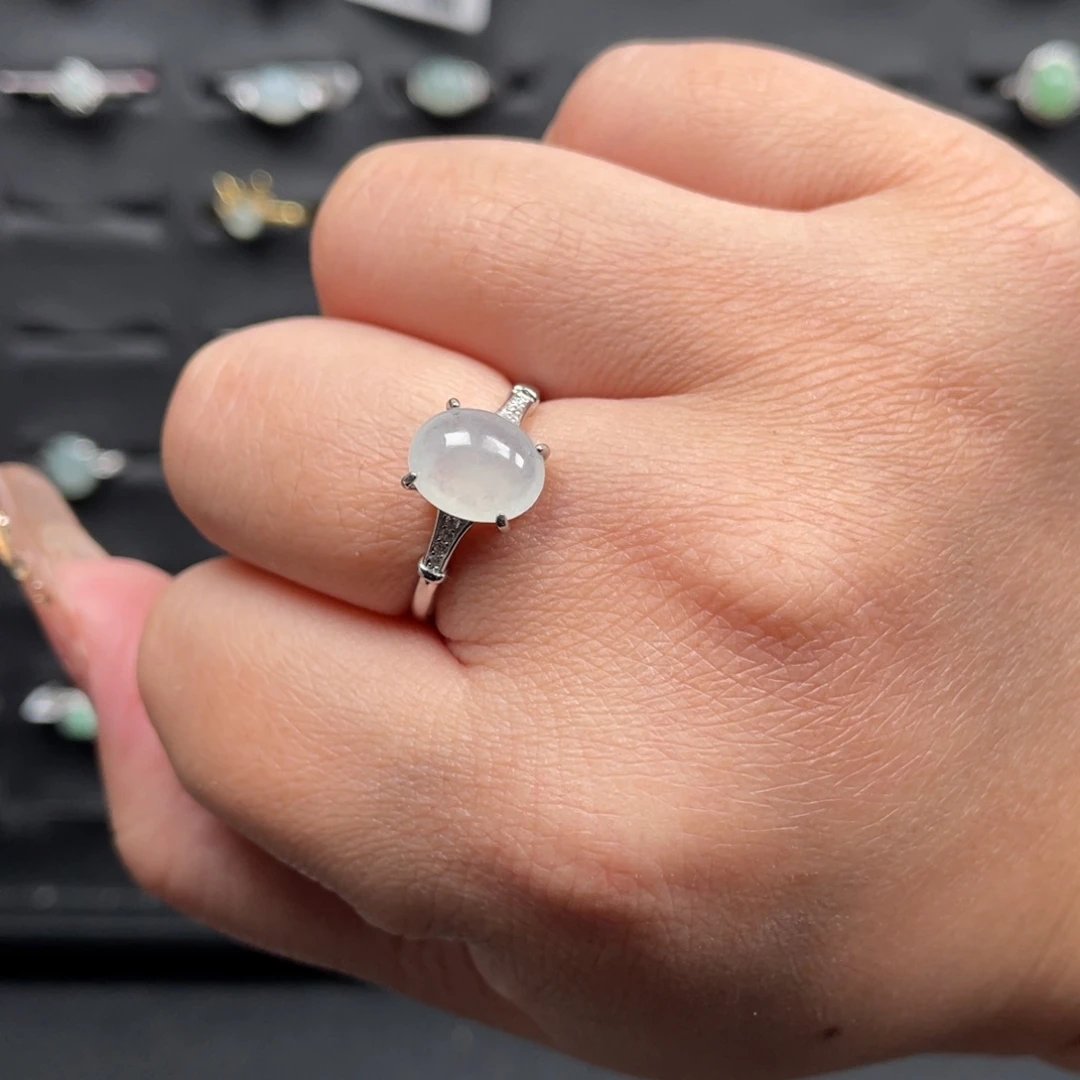 翡翠戒指银S925镶嵌戒指