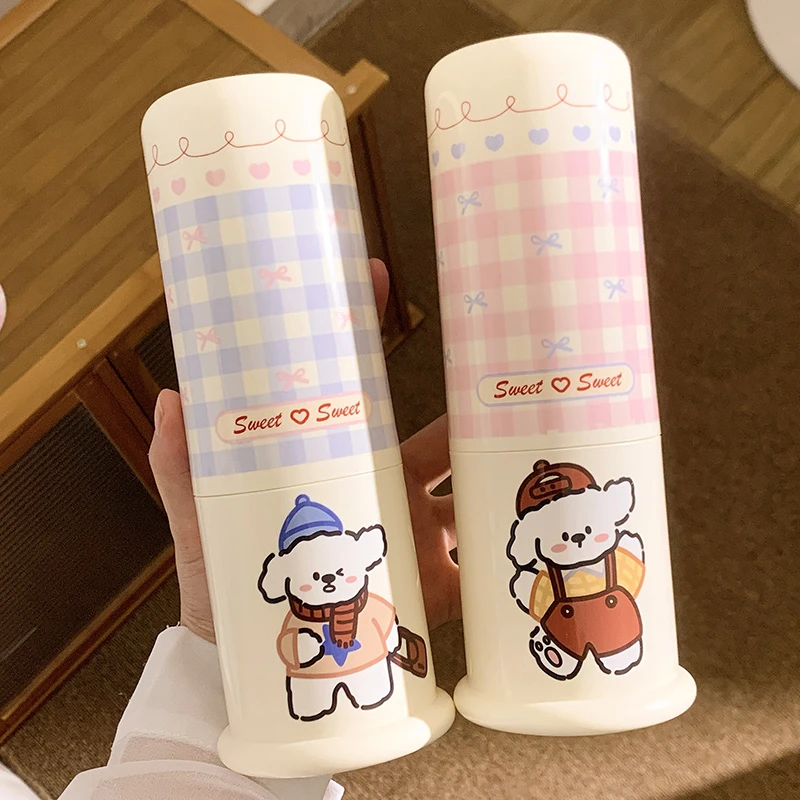 线条小狗旅行漱口杯便携式情侣可爱漱口杯卡通简约家用高颜值杯子